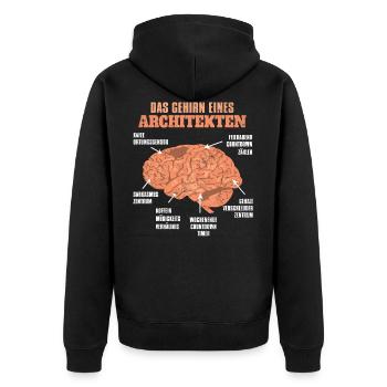Das Gehirn Eines Architekten - Unisex Premium Bio Zip Hoodie - Schwarz - Hinten - Nico (187cm)