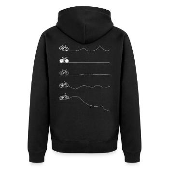 Biker Typen - Unisex Premium Bio Zip Hoodie - Schwarz - Hinten - Nico (187cm)