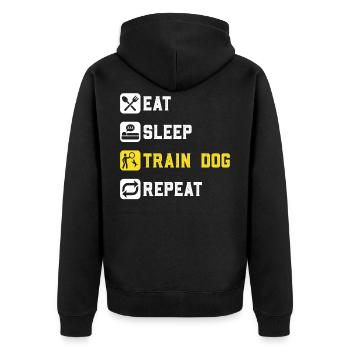 Eat Sleep Dog Trainer Repeat Gifts - Unisex Premium Bio Zip Hoodie - Schwarz - Hinten - Nico (187cm)