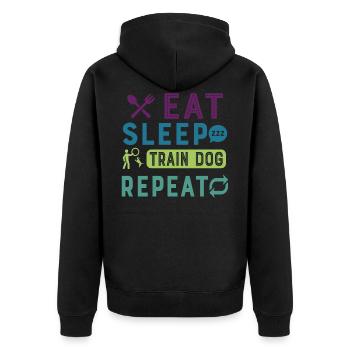 Eat Sleep Dog Trainer Repeat Funny Dog Trainer - Unisex Premium Bio Zip Hoodie - Schwarz - Hinten - Nico (187cm)