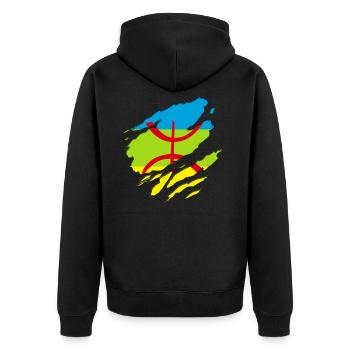 Amazigh flag (Amazigh inside) - Unisex Premium Organic Zip Hoodie - black - Back - Nico (187cm)