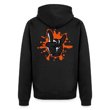hand party symbol klecks - Unisex Premium Bio Zip Hoodie - Schwarz - Hinten - Nico (187cm)