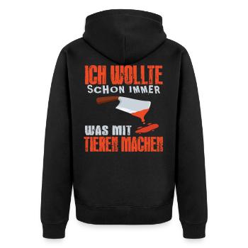 ich wollte schon immer was mit tieren machen - Unisex Premium Bio Zip Hoodie - Schwarz - Hinten - Nico (187cm)