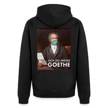 Ach Du Meine Goethe Mundschutz Virus Wolfgang - Unisex Premium Bio Zip Hoodie - Schwarz - Hinten - Nico (187cm)