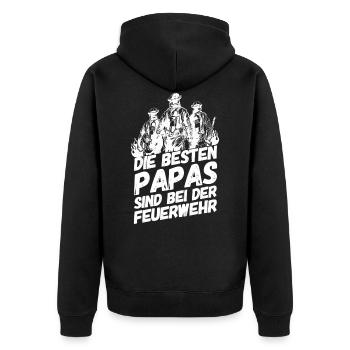 Feuerwehr Sprüche Vatertag - Unisex Premium Bio Zip Hoodie - Schwarz - Hinten - Nico (187cm)