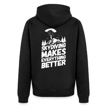 Parachute Skydiving Better - Unisex Premium Organic Zip Hoodie - black - Back - Nico (187cm)