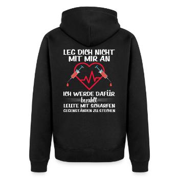 Sanitäter - Bezahlt Um Mit Scharfen Sachen Zu Stec - Unisex Premium Bio Zip Hoodie - Schwarz - Hinten - Nico (187cm)