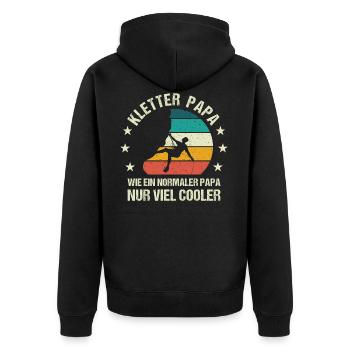 Kletter Papa Klettern Vater - Unisex Premium Bio Zip Hoodie - Schwarz - Hinten - Nico (187cm)