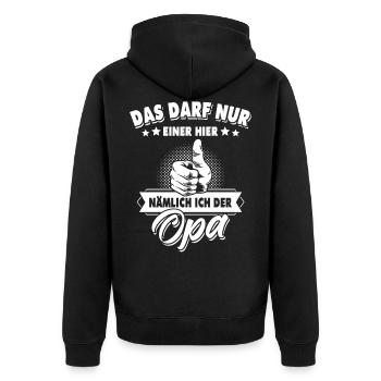 Opa Spruch Geschenk Geburtstag Enkel Das Darf Nur - Unisex Premium Bio Zip Hoodie - Schwarz - Hinten - Nico (187cm)