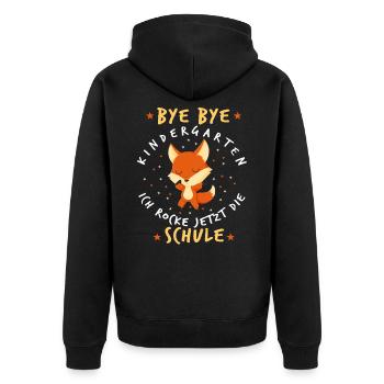 Bye Bye Kindergarten Einschulung Fuchs Geschenk - Unisex Premium Bio Zip Hoodie - Schwarz - Hinten - Nico (187cm)