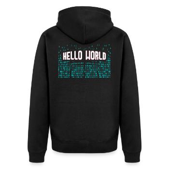Hello World Computer Scientist Gift - Unisex Premium Bio Zip Hoodie - Schwarz - Hinten - Nico (187cm)