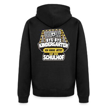 Einschulung Fußball Kicken Fußballer Schulanfang - Unisex Premium Bio Zip Hoodie - Schwarz - Hinten - Nico (187cm)