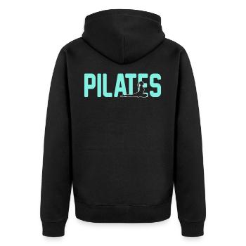 Pilates - Unisex Premium Bio Zip Hoodie - Schwarz - Hinten - Nico (187cm)