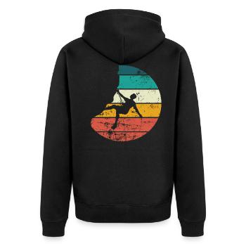 Klettern Berg Kletterer Felsklettern - Unisex Premium Bio Zip Hoodie - Schwarz - Hinten - Nico (187cm)