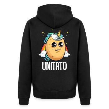 Unitato cute kawaii unicorn magic potato - Unisex Premium Organic Zip Hoodie - black - Back - Nico (187cm)