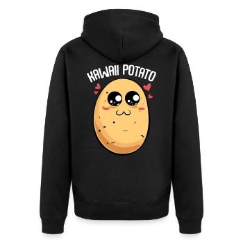 Cute anime kawaii potato manga vegetables - Unisex Premium Organic Zip Hoodie - black - Back - Nico (187cm)