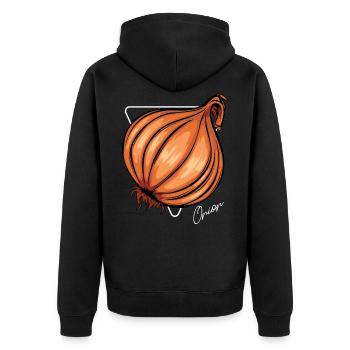 Trendy Onion Cool Gemüse Zwiebeln - Unisex Premium Bio Zip Hoodie - Schwarz - Hinten - Nico (187cm)