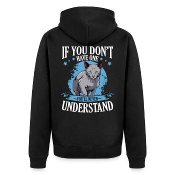 Russisch Blau Katze If You Don't Have One - Katzen - Unisex Premium Bio Zip Hoodie - Schwarz - Hinten - Nico (187cm)