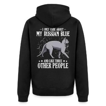 Je ne me soucie que de mon bleu russe - Katzen Spruch - Veste à capuche bio Premium Unisexe - noir - Dos - Nico (187cm)