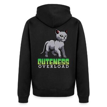 Surcharge de gentillesse russe bleu chat kawaii - Veste à capuche bio Premium Unisexe - noir - Dos - Nico (187cm)