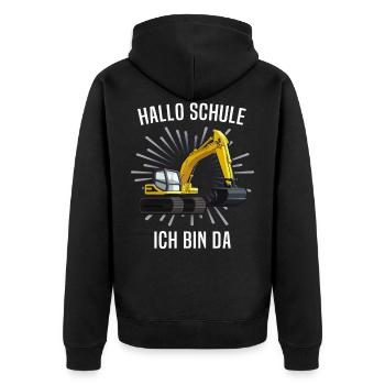 Erster Schultag Bagger Einschulung - Unisex Premium Bio Zip Hoodie - Schwarz - Hinten - Nico (187cm)
