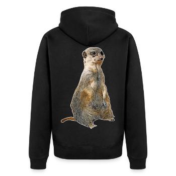 meerkat - Unisex Premium Organic Zip Hoodie - black - Back - Nico (187cm)
