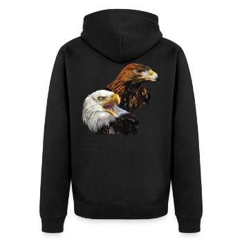 Bald Eagle and Golden Eagle - Unisex Premium Organic Zip Hoodie - black - Back - Nico (187cm)