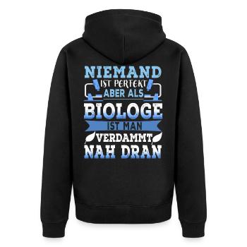 Biologie - Biologen Sind Perfekt - Unisex Premium Bio Zip Hoodie - Schwarz - Hinten - Nico (187cm)