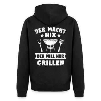 grillen Grill Spruch Geschenk Grillmeister Griller - Unisex Premium Bio Zip Hoodie - Schwarz - Hinten - Nico (187cm)