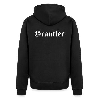 Grantler Bayern Design Geschenk Männer - Unisex Premium Bio Zip Hoodie - Schwarz - Hinten - Nico (187cm)