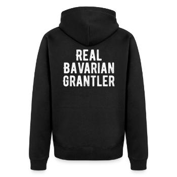 Grantler Bayern Design Geschenk Männer - Unisex Premium Bio Zip Hoodie - Schwarz - Hinten - Nico (187cm)