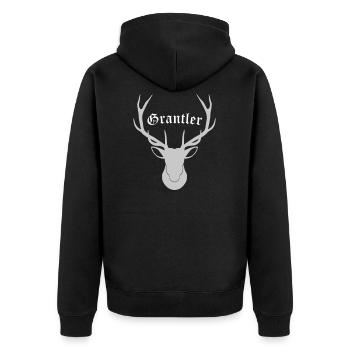 Grantler Bayern Design Geschenk Männer - Unisex Premium Bio Zip Hoodie - Schwarz - Hinten - Nico (187cm)