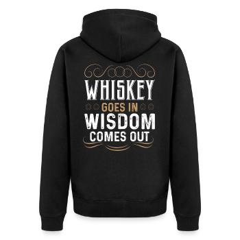 Whiskey Whisky Scotch Single Malt Bourbon Geschenk - Unisex Premium Bio Zip Hoodie - Schwarz - Hinten - Nico (187cm)
