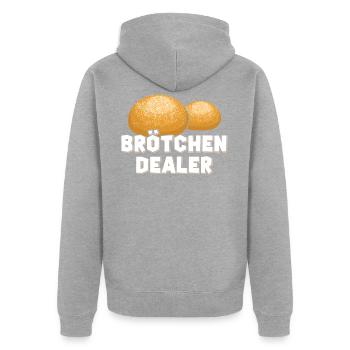 Bäcker - Brötchen Dealer - Unisex Premium Bio Zip Hoodie - Grau meliert - Hinten - Nico (187cm)