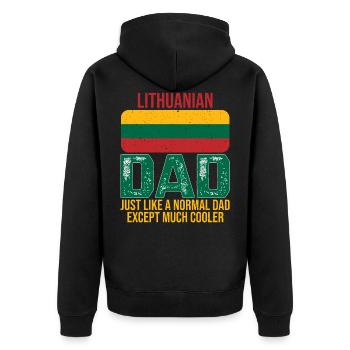 Litauischer Vater Litauen Flagge zum Vatertag - Unisex Premium Bio Zip Hoodie - Schwarz - Hinten - Nico (187cm)