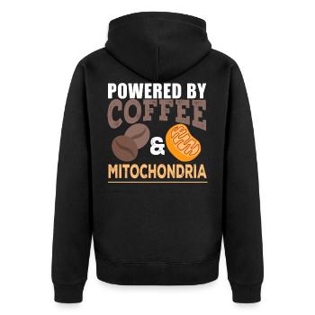 Biologie - Powered By Coffee And Mitochondria - Unisex Premium Bio Zip Hoodie - Schwarz - Hinten - Nico (187cm)