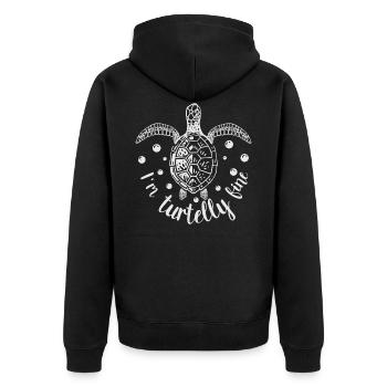 Turtle - I'm turtelly fine - Unisex Premium Bio Zip Hoodie - Schwarz - Hinten - Nico (187cm)