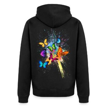 Schmetterling Butterfly Tier Animal Color Splash - Unisex Premium Organic Zip Hoodie - black - Back - Nico (187cm)