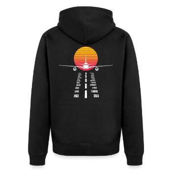 Pilot Alphabet Airplane Pilot Pilot Gift - Unisex Premium Organic Zip Hoodie - black - Back - Nico (187cm)