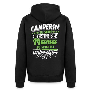 Mama camping Geschenk Muttertag Spruch camperin - Unisex Premium Bio Zip Hoodie - Schwarz - Hinten - Nico (187cm)