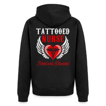 Krankenschwester Krankenhaus Pflegekraft Geschenk - Unisex Premium Bio Zip Hoodie - Schwarz - Hinten - Nico (187cm)