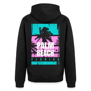 Palm Beach Florida Urlaub Mode Geschenk Reise Spaß - Unisex Premium Bio Zip Hoodie - Schwarz - Hinten - Nico (187cm)