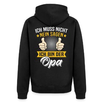 Opa Spruch Geschenk Nein Sagen Opas Sprüche - Unisex Premium Bio Zip Hoodie - Schwarz - Hinten - Nico (187cm)