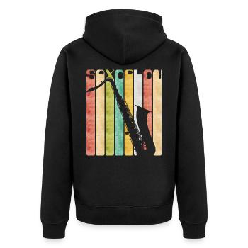 Saxophone rétro - Veste à capuche bio Premium Unisexe - noir - Dos - Nico (187cm)