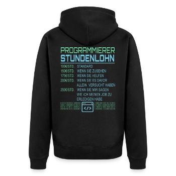 Programmierer Stundenlohn - Unisex Premium Bio Zip Hoodie - Schwarz - Hinten - Nico (187cm)