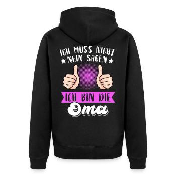 Oma Spruch Geschenk Nein sagen - Unisex Premium Bio Zip Hoodie - Schwarz - Hinten - Nico (187cm)