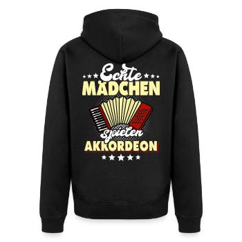 Akkordeon spielen Geschenk Echte Mädchen Spruch - Unisex Premium Bio Zip Hoodie - Schwarz - Hinten - Nico (187cm)