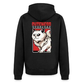 Niedliche Perserkatze - Cuteness Overload - Kawaii - Unisex Premium Bio Zip Hoodie - Schwarz - Hinten - Nico (187cm)