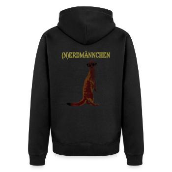 Nerdmännchen Erdmännchen lustig Tiere - Unisex Premium Bio Zip Hoodie - Schwarz - Hinten - Nico (187cm)