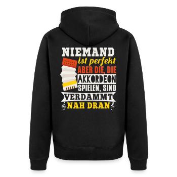 Die Die Akkordeon Spielen Sind Perfekt - Unisex Premium Bio Zip Hoodie - Schwarz - Hinten - Nico (187cm)